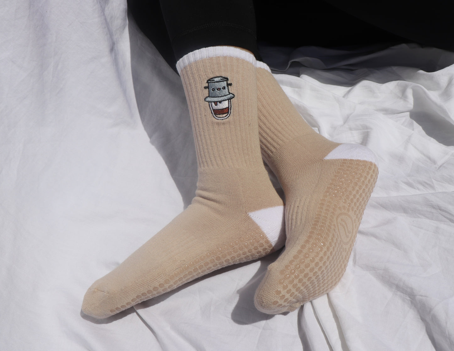 Vietnamese Coffee Pilates Grip Socks